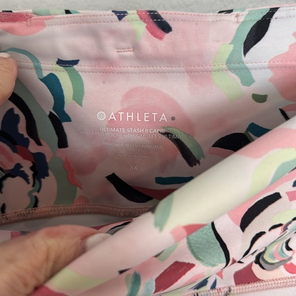 Athleta Pink Floral Patterned Plus Leggings SZ 3X NWT - Picture 5 of 8